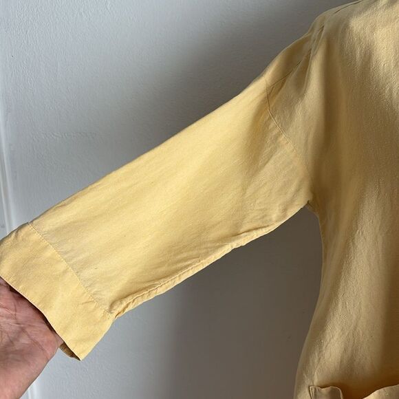 Pure Jill Linen Patch-pocket Shirtdress Size S Petite Yellow Button-Up Layering - Picture 8 of 12